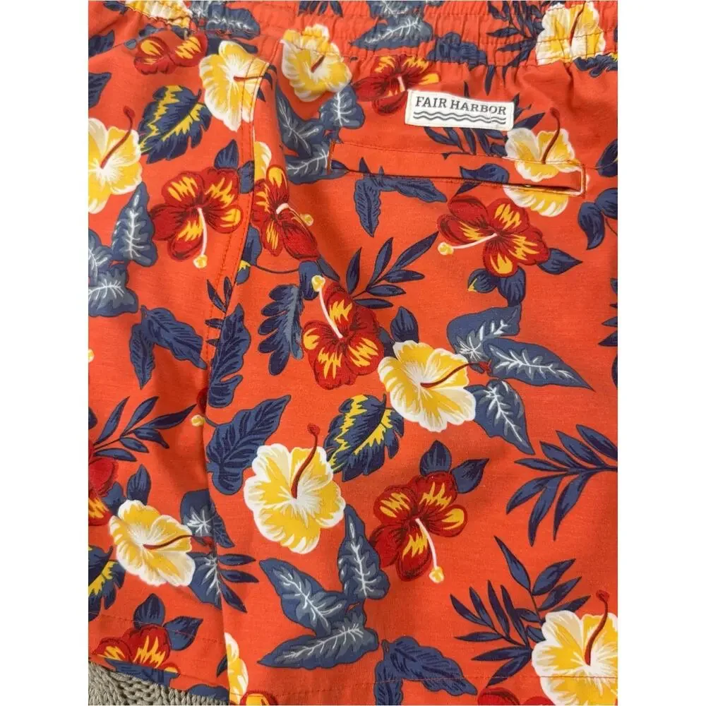 Fair Harbor Boys' Orange Floral, Blue Tie-Dye & Teal Wave Swim Trunks Set
